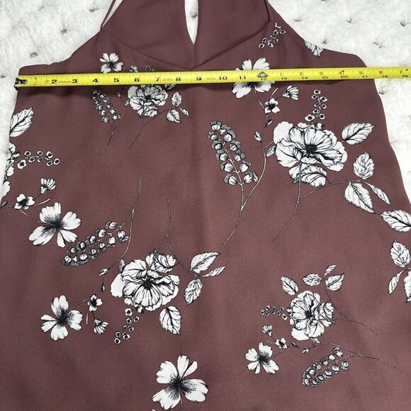 Express Halter Top Womens Small Mauve Pink Floral Sleeveless Blouse Polyester - Picture 4 of 9